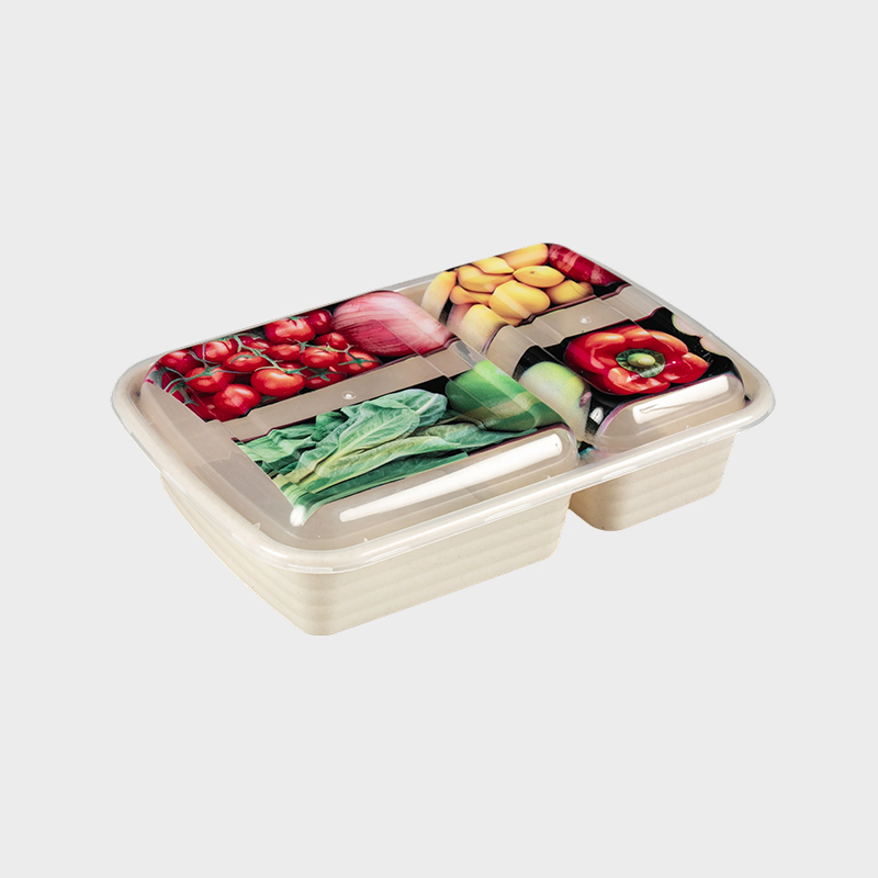 Stapelbare Fast-Food-Box aus Kunststoff mit zwei Fächern PFK002
